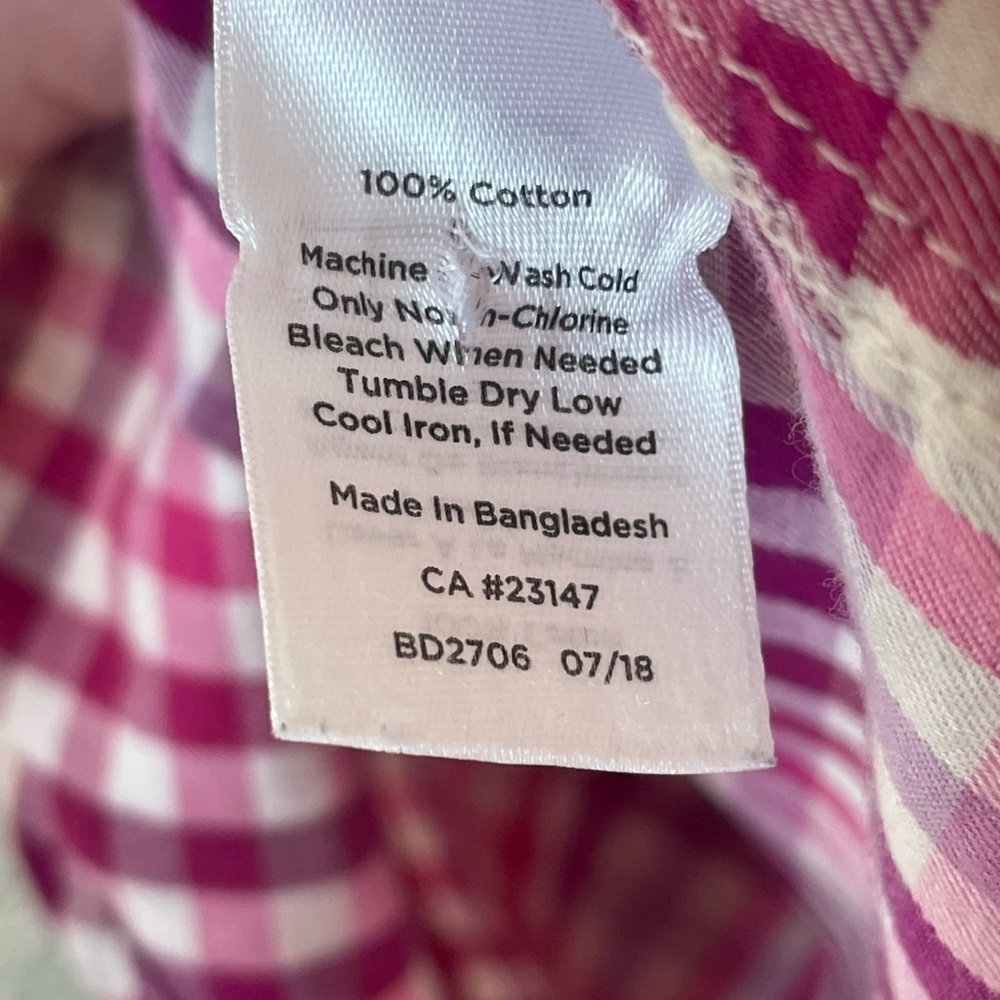 Talbots Pink Purple and White Checkered Button Down Shirt size small - Picture 11 of 12